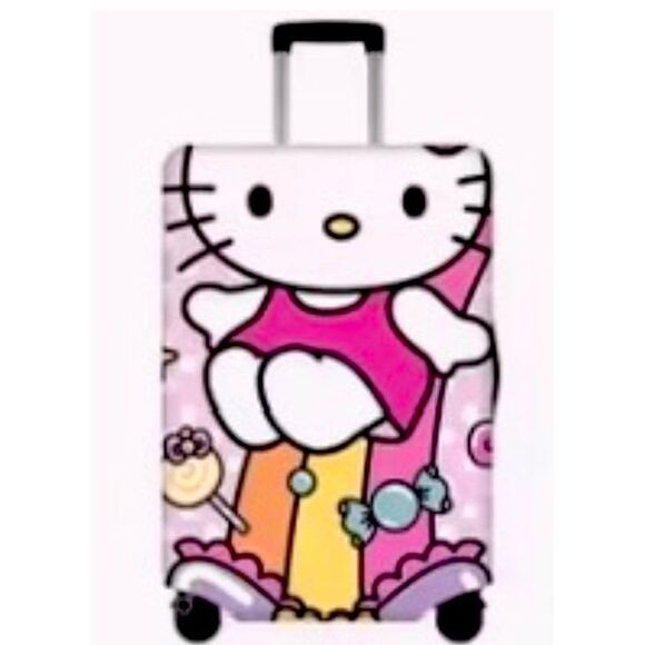 NWT Hello Kitty XL 29”-32” Suitcase Luggage Elastic Cover with Pink Background - Picture 1 of 3